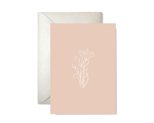 Flower Line Art Soft Pink Card