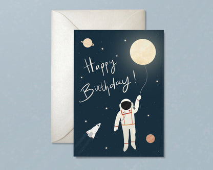 Astronaut Birthday Card Greeting Cards - Honeypress Design