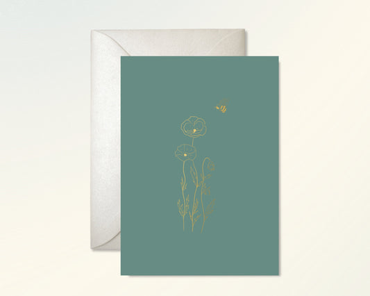 Bee and Flowers Card Greeting Cards - Honeypress Design