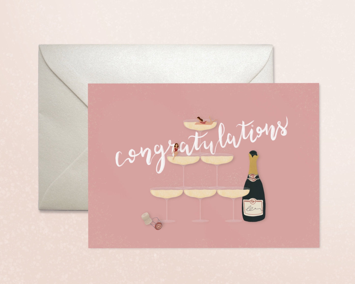 Champagne Congratulations Card Greeting Cards - Honeypress Design