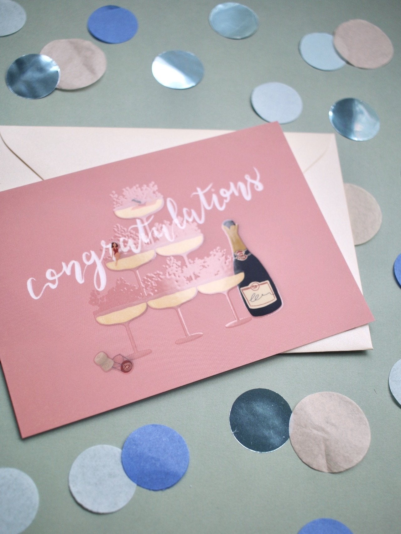 Champagne Congratulations Card Greeting Cards - Honeypress Design