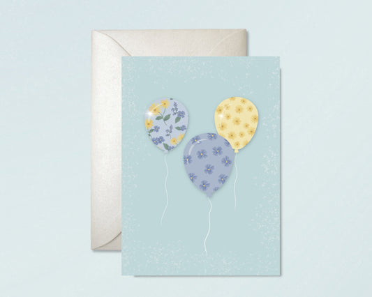 Flower Balloons Card Greeting Cards - Honeypress Design