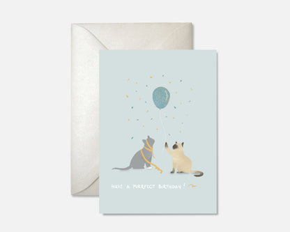 Purrfect Birthday Cats Card Greeting Cards - Honeypress Design