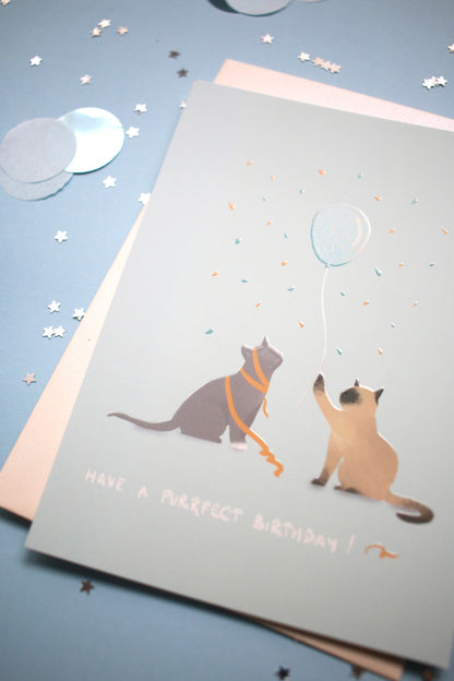 Purrfect Birthday Cats Card Greeting Cards - Honeypress Design